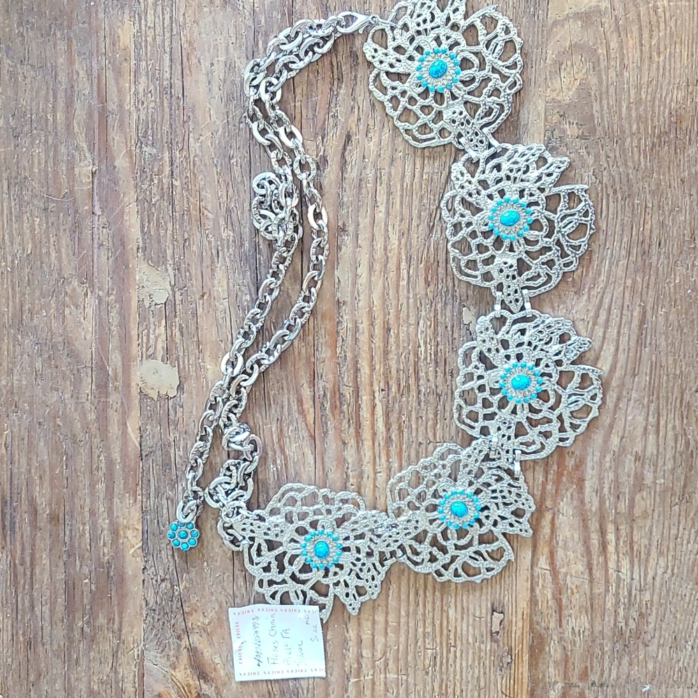 Chico's Chain belt Silver Turquoise